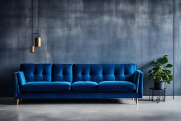 blue sofa in a room