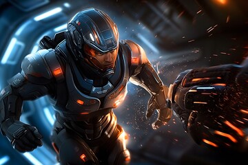 Space soldiers in space at war