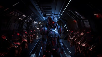 Space soldiers in space at war