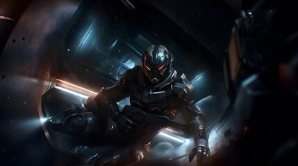 Space soldiers in space at war