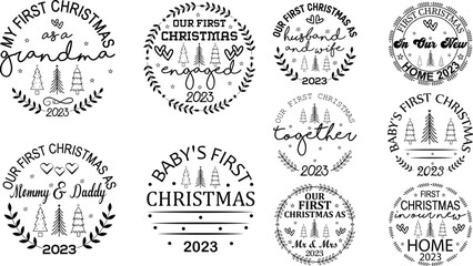 First Christmas 2023 SVG Bundle, First Christmas Ornaments Bundle - obrazy, fototapety, plakaty