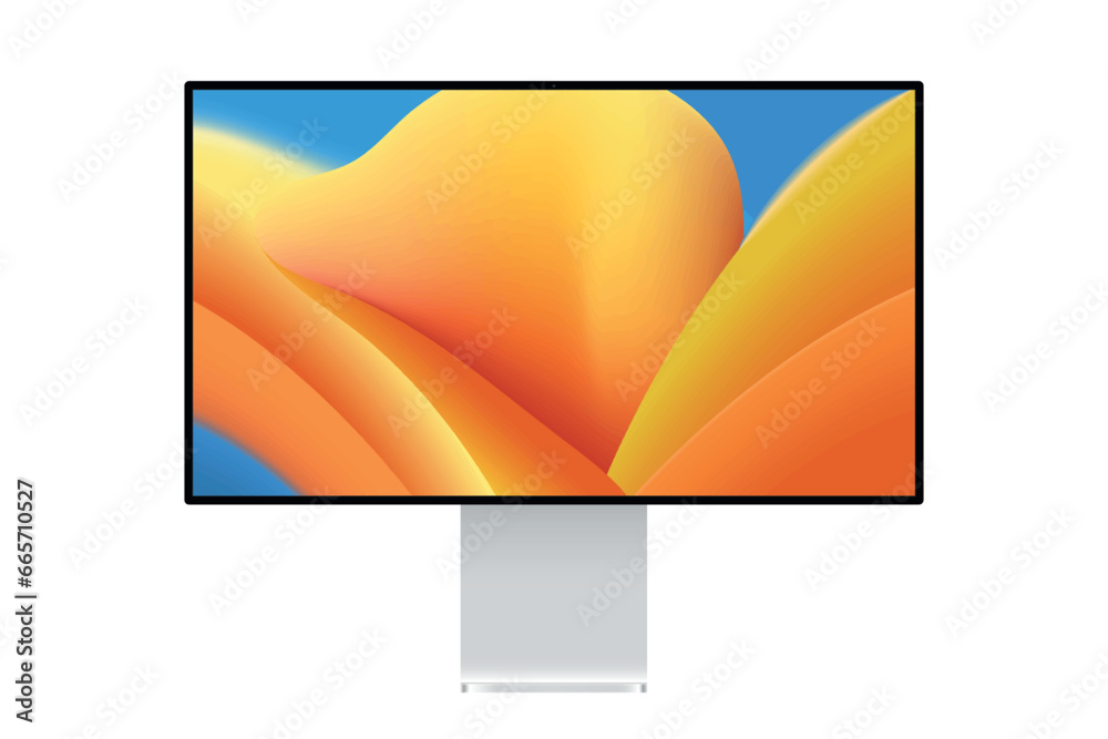 Poster Modern computer monitor mockup isolated on white background front view. Personal computer screen template, front view.