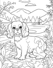 Cavalier King Charles Spaniel dog coloring page