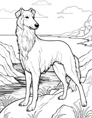 Borzoi dog coloring page