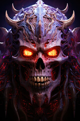 Naklejka premium Whispers from Beyond: An Abstract Poster Illustration Embodying the Sinister Forms of a Demon, Skull, or Ghost - Generative AI
