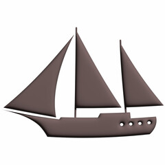 Boat 3D water transport for decoration and design.
