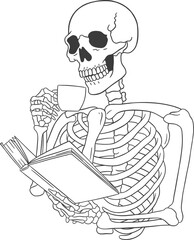 skeleton with book