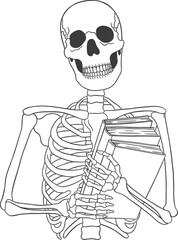 skeleton with book