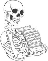 skeleton with book