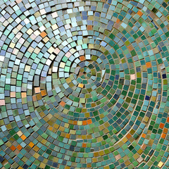 Spiral Mosaic Circle with Intricate Pattern and Artistic Design
