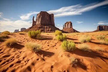 Fototapeta na wymiar Iconic desert landscapes of scenic Monument Valley National Park. Generative AI