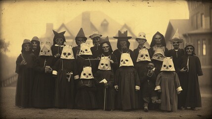 children kids halloween scary vintage photography masks 19th century horror costumes party