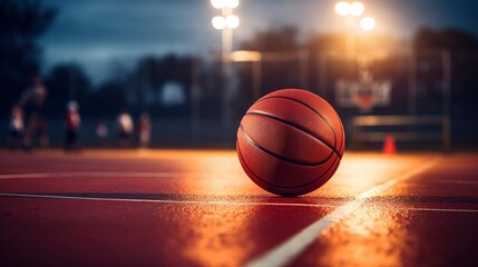 Basketball pitch and ball staged professional photo