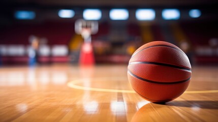 Basketball pitch and ball staged professional photo