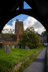 Fototapeta na wymiar View of Dunster, a village and civil parish in Somerset, England, within the north-eastern boundary of Exmoor National Park