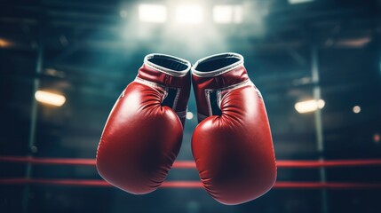 Boxing gloves on a ring professional sport photo