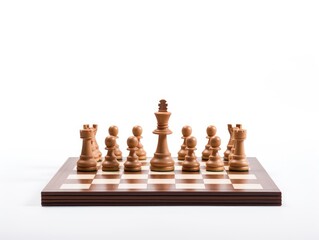 Chess figures and board isolated on white background