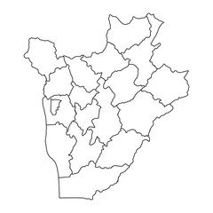 Burundi map with administrative divisions. Vector illustrations.