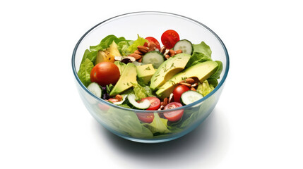 Crisp, colorful bowl of salad on a clean white background - a fresh and healthy delight.