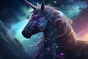 cosmic unicorn, fantasy, stars