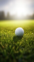 Obraz premium Golf ball on a field in golf club professional staged photo