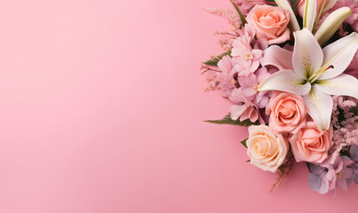 Elegant bouquet of pink and white lilies.