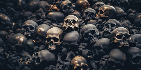 Eerie close-up of spook mountain skulls.