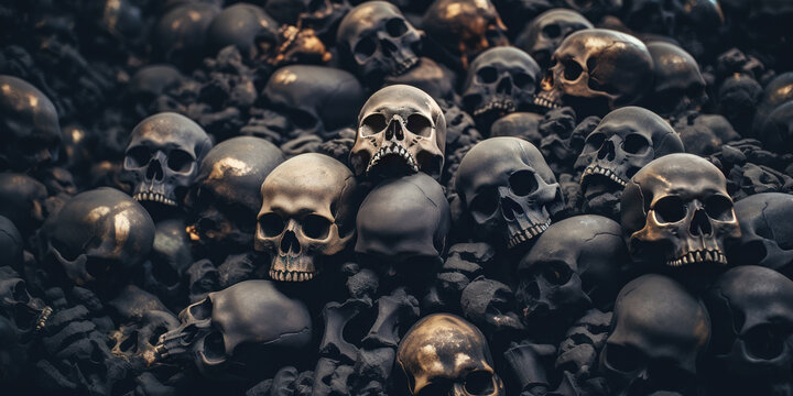Eerie close-up of spook mountain skulls.