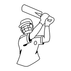 Skilled Cricket Player Handdrawn Icon