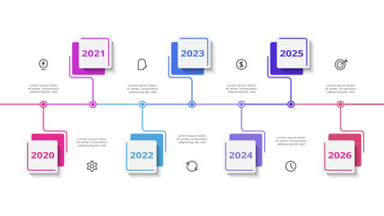 Timeline with 7 elements, infographic template for web, business, presentations, vector illustration