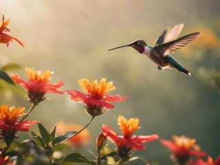 Fototapeta premium hummingbird feeding on a flower