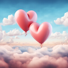 Fototapeta premium happy valentines day. Romantic illustration with couple in love and floating hearts