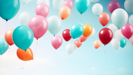 Holiday, colorful balloons with helium on a white background. Birthday party
