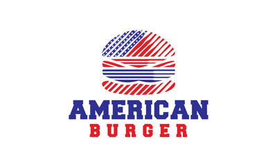 American Burger Logo Design Vector Icon Symbol Illustrations. A multifunctional logo that can be used in many food business companies and restaurants. It is ready to print.