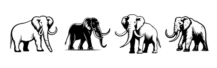 Black and white sketch of elephants 