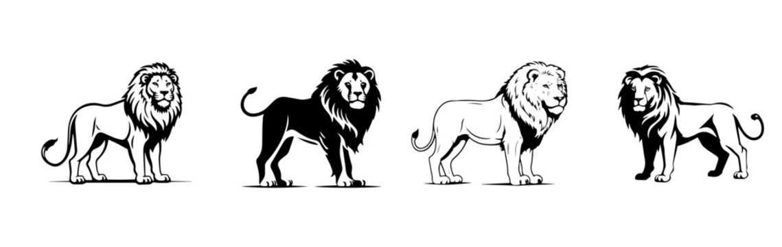 Black and white sketch of  lions