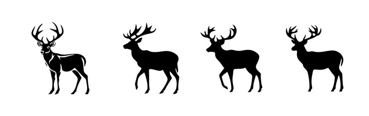 silhouette of a deer - obrazy, fototapety, plakaty