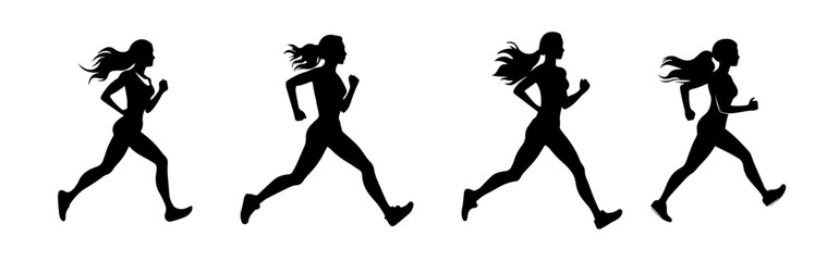 Speed and Strength: Women Running Vector Graphics
