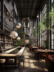 modern interior bar-cafe. industrial design. 