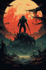 Vintage Vision: A 1970's Style Abstract Movie Poster Reflecting a Cinematic Era Through Geometric Mystique, Crafted by Generative AI