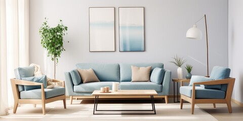 friendly, light livingroom interior. natural color palette. 