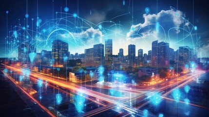 Fototapeta premium 5G, 6G, Big data wireless network, high speed internet, cloud computing or connect diagram technology, Data storage, service, synchronize, online, financial, Connectivity global, smart city, Gen AI