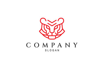 Tiger logo design with red line art style
