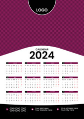 Calendar for 2024 isolated on a white background. week starts on Monday office calendar. corporate or business calendar. English vector calendar layout.