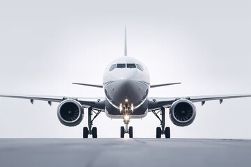 Fototapeta premium Airplane on the runway of the airport. 3D rendering.