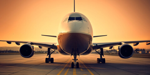 Fototapeta na wymiar Airplane on the runway of the airport. 3D rendering.
