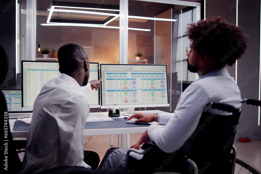 Poster Analyst Working With Spreadsheet Business Data