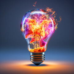 Vibrant Glowing Idea Bulb Lamp: A Creative Design Element Isolated on a Transparent Background, 
Perfect Visualization of Brainstorming, Bright Ideas, and Creative Thinking.