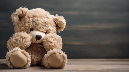 Child abuse concept. Teddy bear covering eyes. - obrazy, fototapety, plakaty
