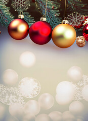 Christmas Background with balls, glitter, lights and deko im blue, red and colorful